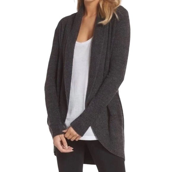 Barefoot Dreams The Cozy Chic Lite Circle Cardigan Size XS/S Black Gray - Picture 1 of 8
